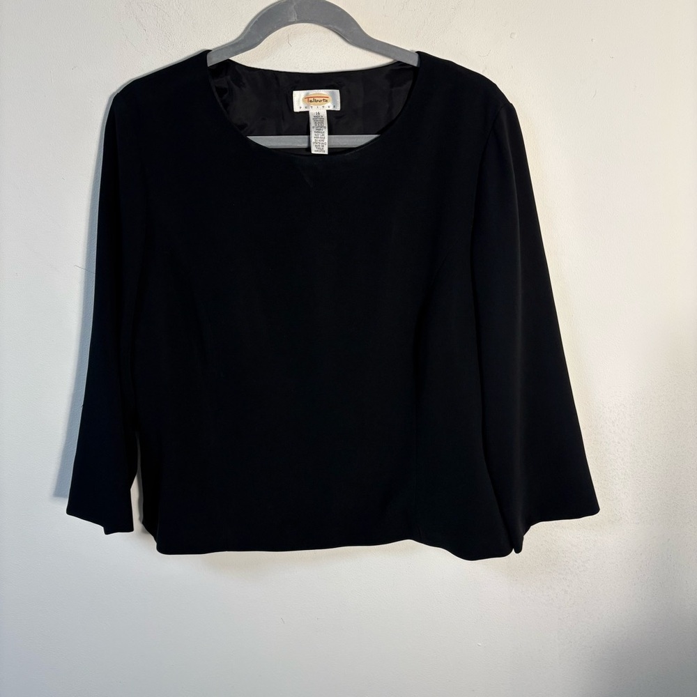 Talbots Elegant Black Women's Top Imported Fabric Pullover Size 14 Petite